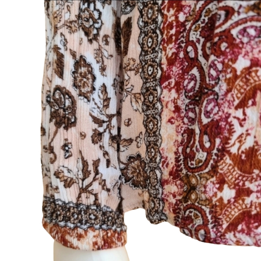 MOONDUST Patchwork Paisley Blouse XL Cutout Boho Festival Top Oversized GYPSY - Picture 8 of 16